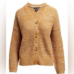 SOLD Evelyn Taylor Gold Shaker Stitch button Cardigan NWT